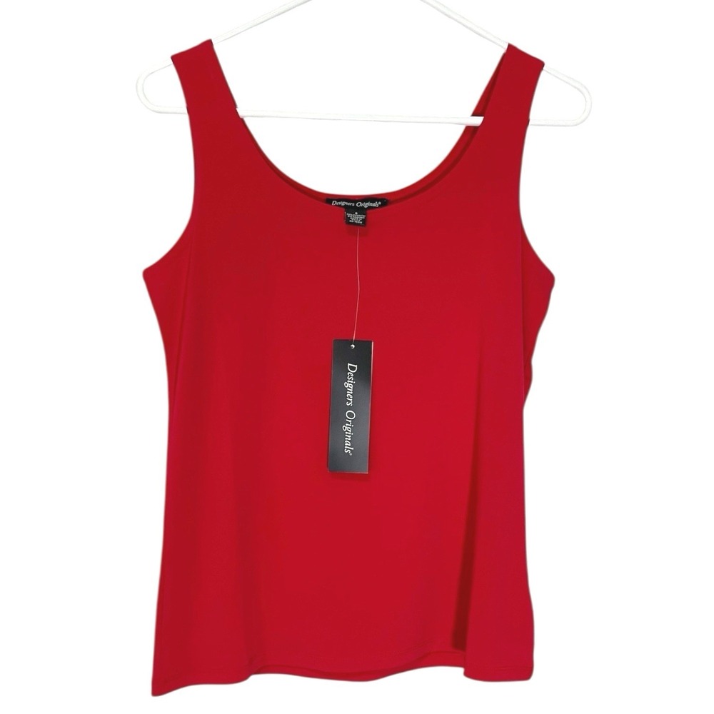 NEW Designers Originals Small Red Tank Top Scoop Neck Sleeveless Minimalist